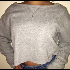 Gray Hanes cropped sweater